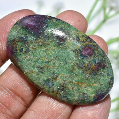 Natural Ruby Fuchsite Cabochon - Wholesale Polished Smooth Flat Back Loose Gemstone For Pendant Jewellery