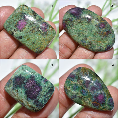 Natural Ruby Fuchsite Cabochon - Wholesale Polished Smooth Flat Back Loose Gemstone For Pendant Jewellery