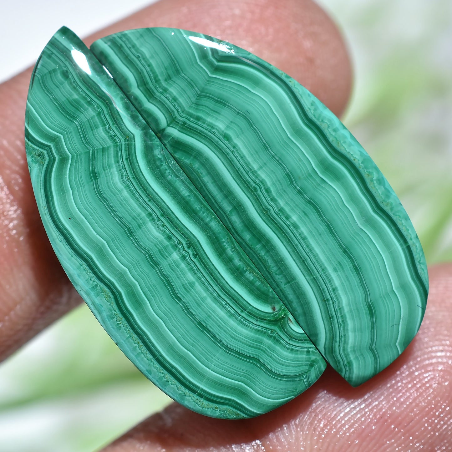 Natural Malachite Gemstone Pair - Wholesale Smooth Matched Earrings Pair