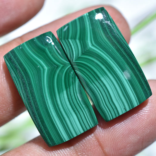 Green Crystal Malachite Matching Pair for Handmade Earrings - Oval Malachite Loose Gemstone Set