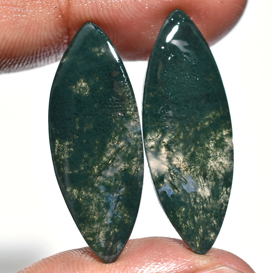 Marquise-Shaped Moss Agate Earring Pairs – Rare Green Gemstones at Wholesale Prices