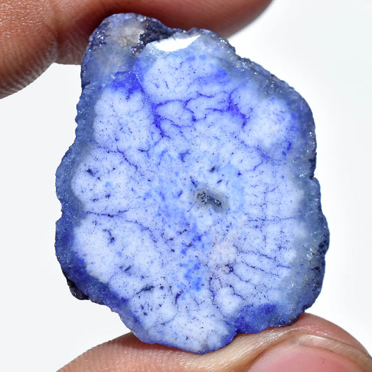 Big Blue Solar Quartz Slice Cabochon - DIY Agate Gemstone