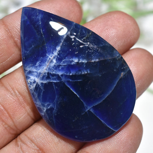 Natural Blue Sodalite Pear Cabochon – Polished Gemstone for Jewelry and Healing Crafts