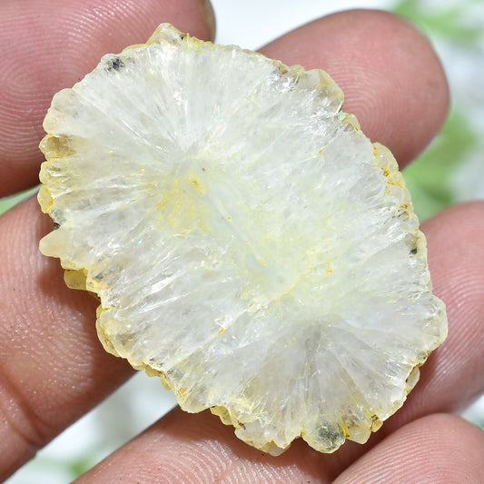 Round Big Solar Quartz Stalactites – Smooth Yellow Agate Cabochons, Flat Back Polished Gems