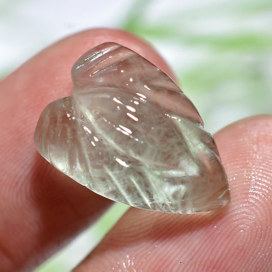 Leaf-Carved Green Heart Fluorite Gemstone – Ideal for Pendants & Custom Jewelry