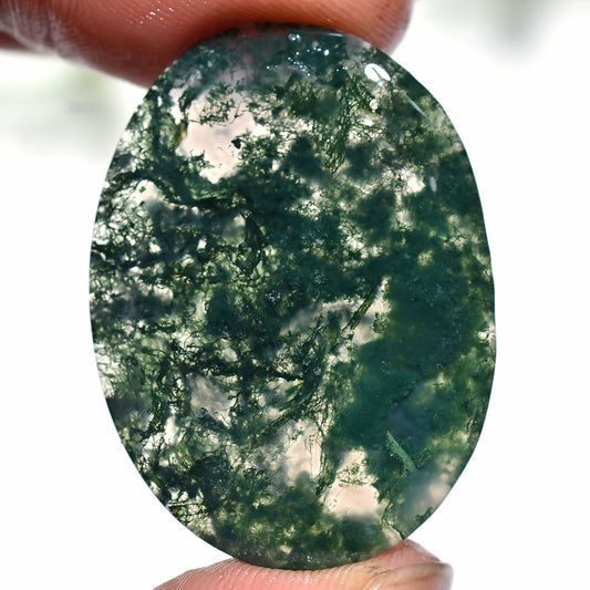 Green Moss Agate Cabochon – Oval & Teardrop Loose Agate Gemstone, Healing Crystal for Jewelry Making