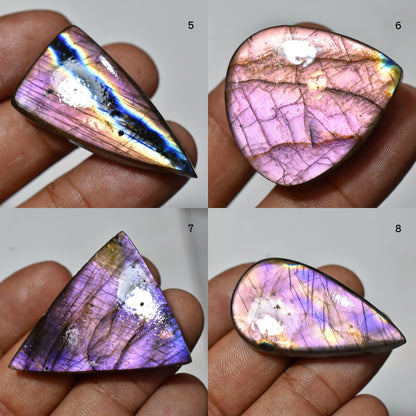 100% Natural Purple Fire Labradorite Cabochon – Round, Heart & Pear Shaped Smooth Stone