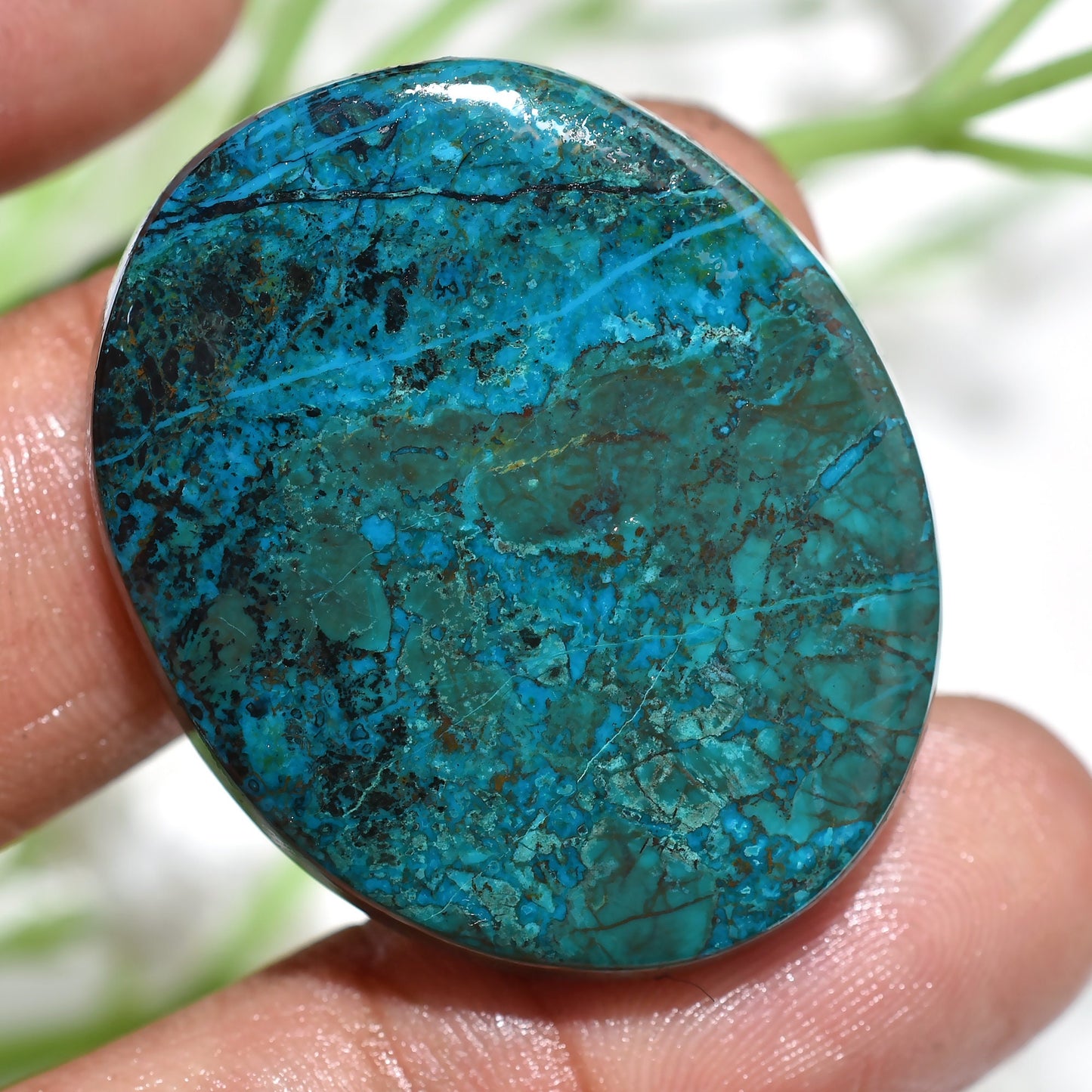Top Quality Oval-shaped Shattuckite Loose Gemstone - Azurite Healing Crystal