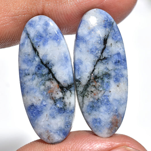 Amazing Blue Sodalite Gemstone Pair – Wholesale Loose Cabochon Matched Pair for Earrings
