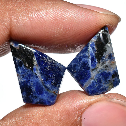 Butterfly Shape Blue Sodalite Cabochon Pair, Sodalite Earrings Pair for Jewelry Making