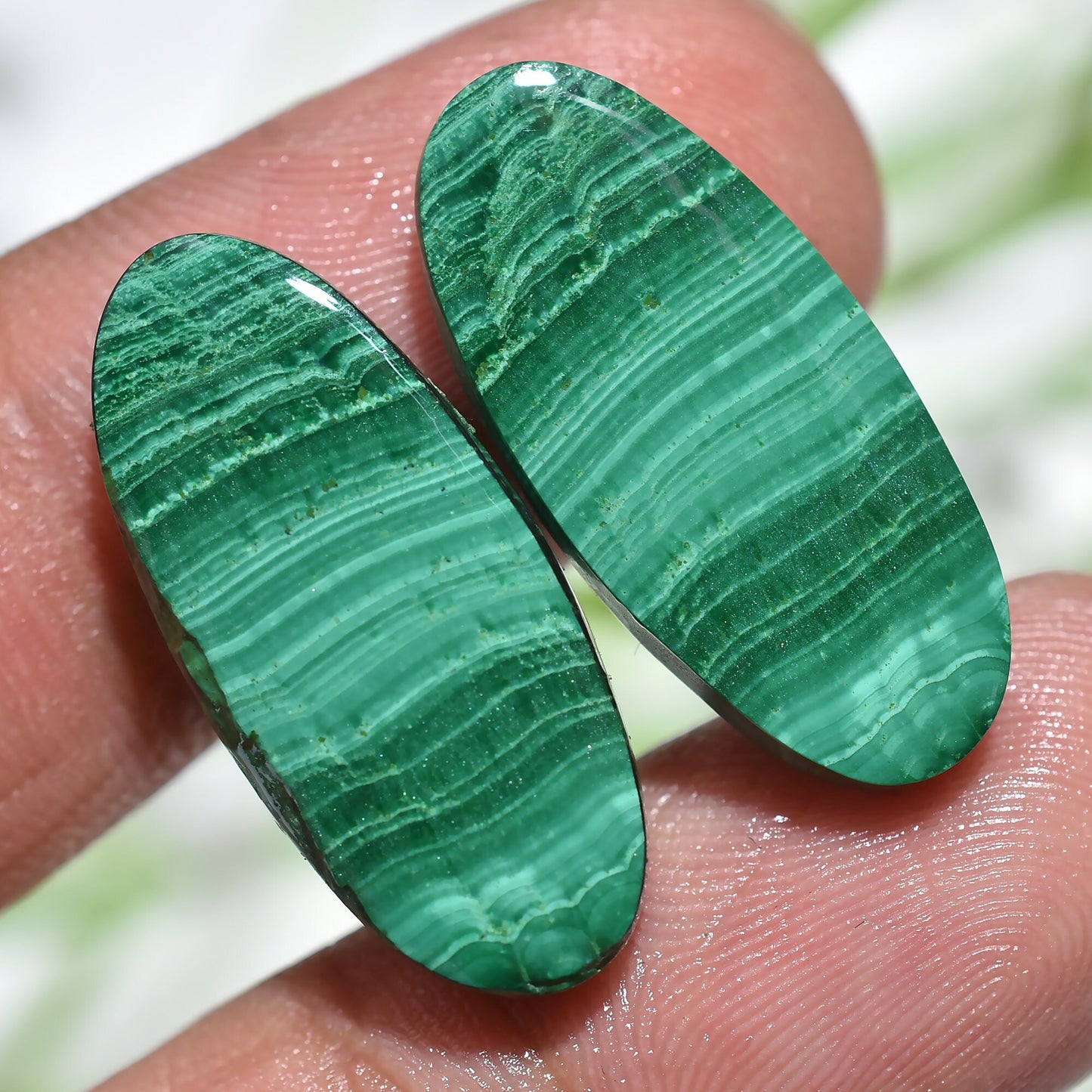 Natural Malachite Gemstone Pairs, Matched Green Malachite for Earrings Wholesale