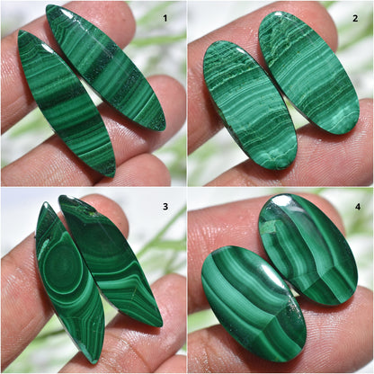 Natural Malachite Gemstone Pairs, Matched Green Malachite for Earrings Wholesale