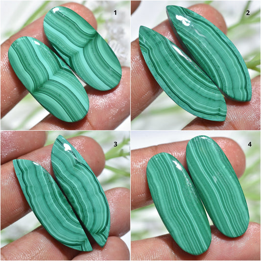Wholesale Designer Malachite Earrings Pair, Smooth Matched Slice Gemstone