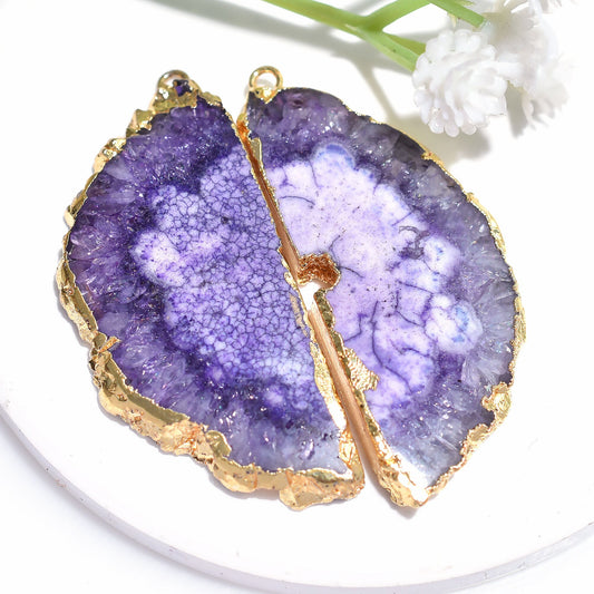 Colorful Solar Quartz Stone  Pair in Gold DIY Setting - Perfect Gift for Women