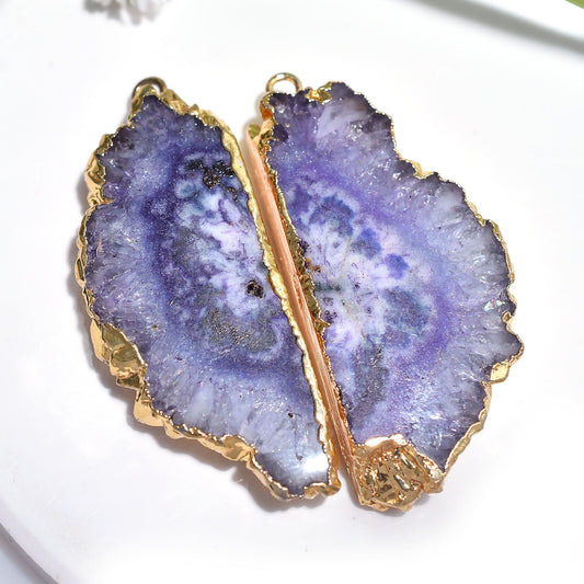 Purple Solar Quartz Pair | Matching Gemstone Earrings in Gold DIY Setting - Set for Women & Girls
