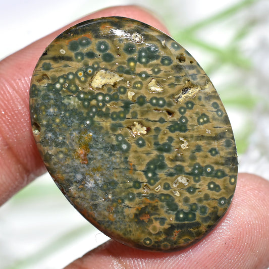 Natural Ocean Jasper Cabochon, Mixed Shape Loose Flat Back Green Jasper for Jewelry Making