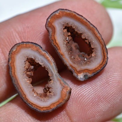 Brown Window Druzy Geode Solar Quartz Pair – Unique Sparkling Gemstones