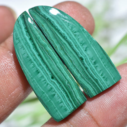 Natural Malachite Gemstone Pair - Wholesale Smooth Matched Earrings Pair