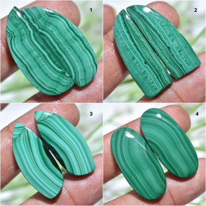 Natural Malachite Gemstone Pair - Wholesale Smooth Matched Earrings Pair