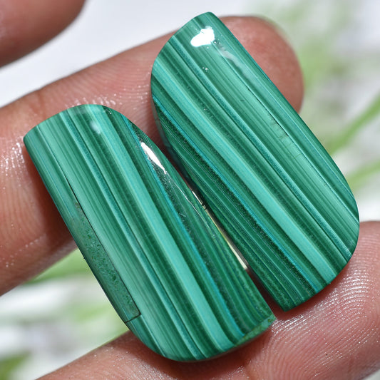 Fancy & Oval Malachite Pair - Green Healing Crystals for Earrings & Jewelry