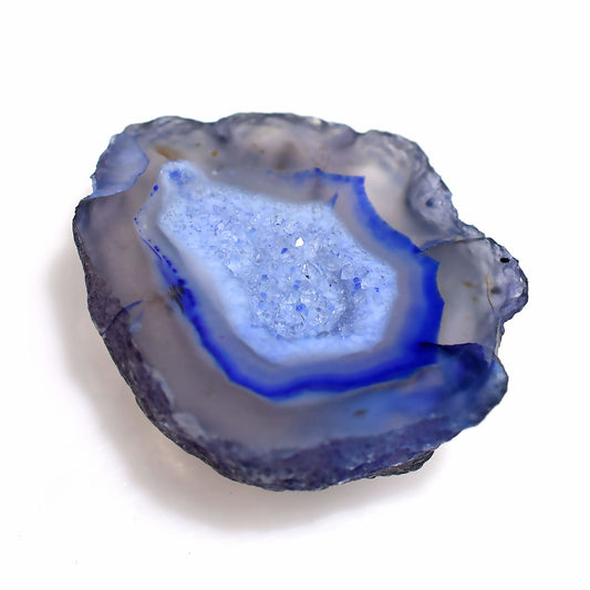 Rare Blue Dyed Window Druzy Agate Cabochon – Geode Agate Slice for Pendant Making