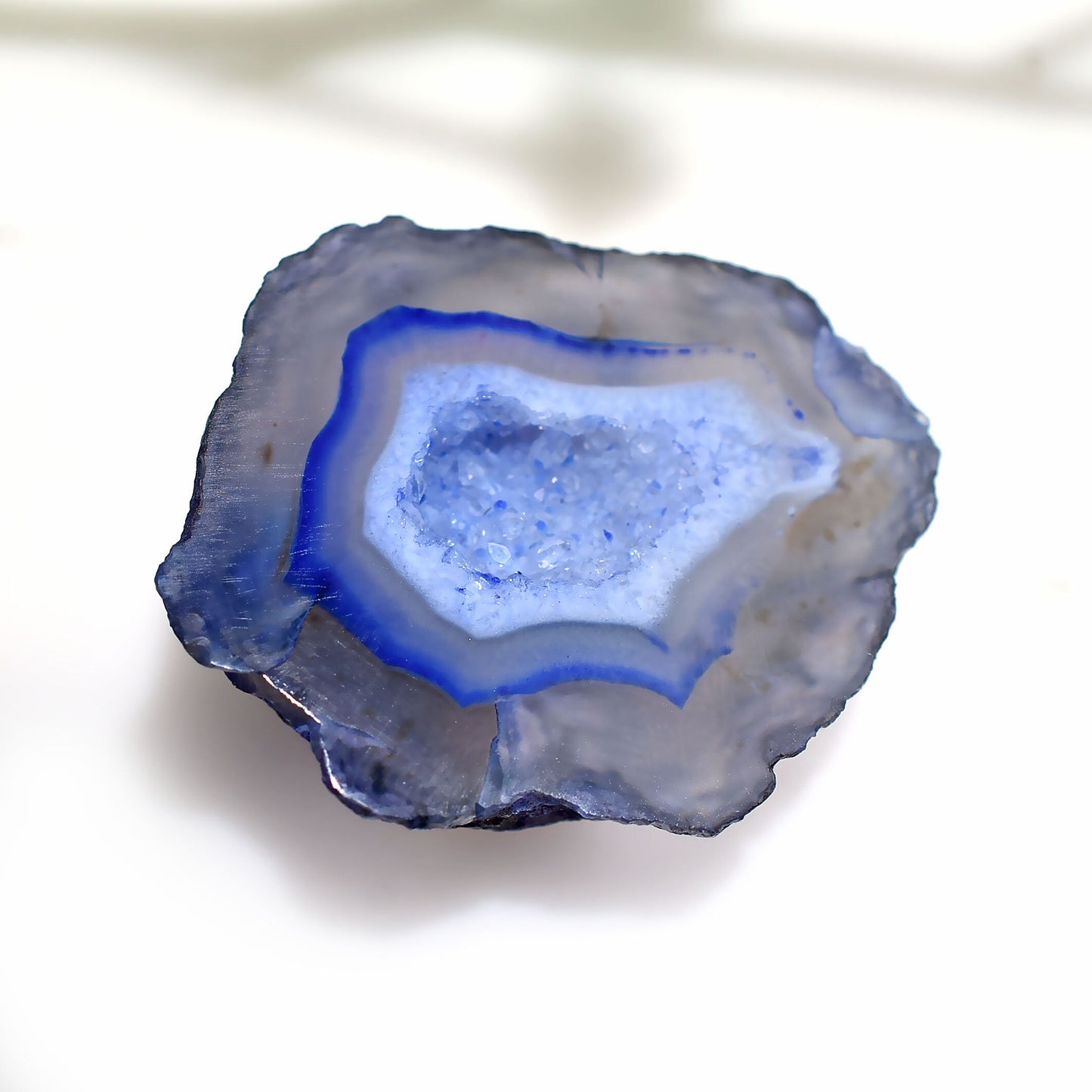Rare Blue Dyed Window Druzy Agate Cabochon – Geode Agate Slice for Pendant Making