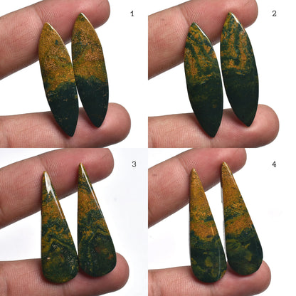 Marquise Bloodstone Pair for Earrings - Pear Bloodstone Pair, Gemstone Matched Pair, Cabochon Matched Pair, Loose Stone For Earring Making