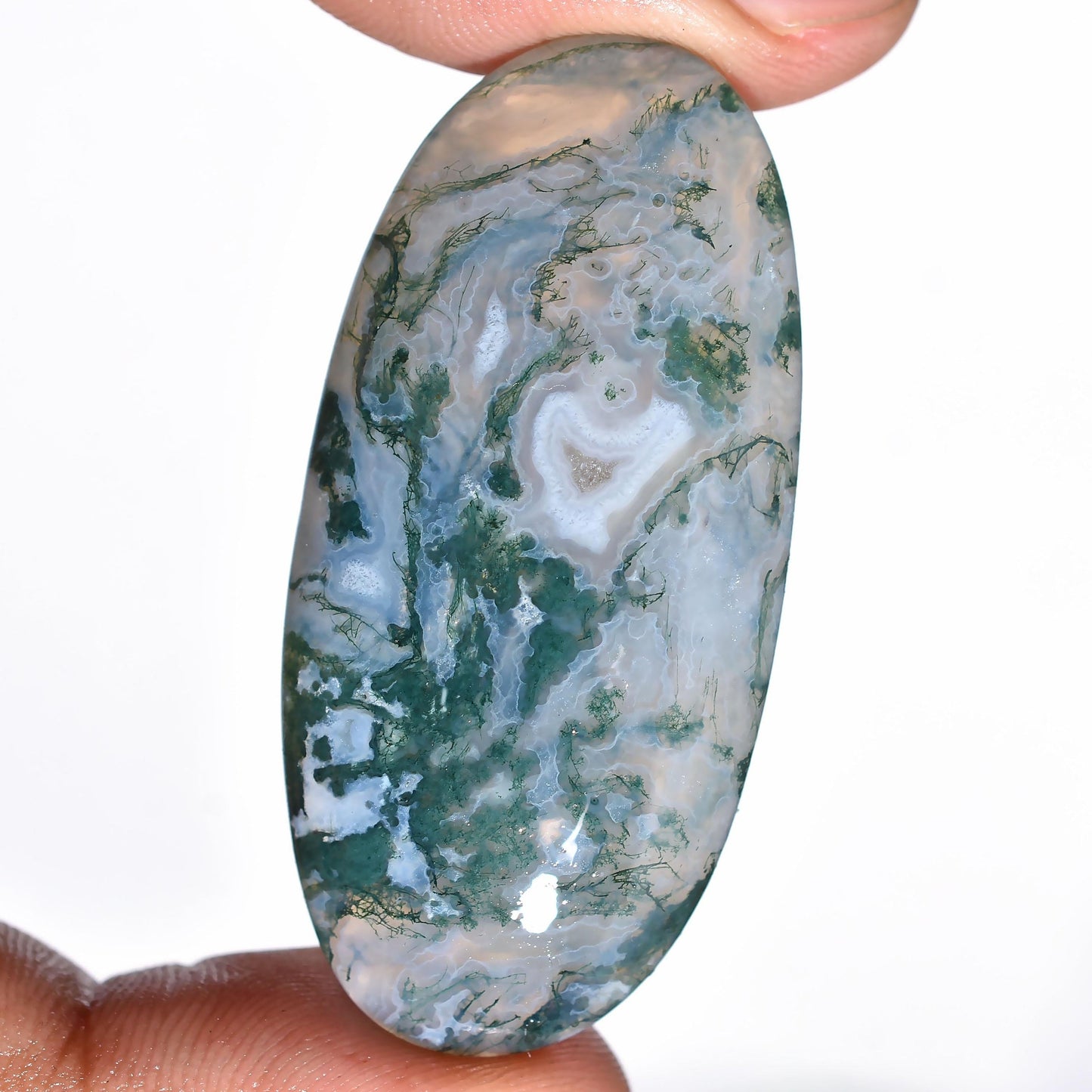 Unique Moss Agate Gemstones – Smooth Oval Cabochons for Jewelry Makers