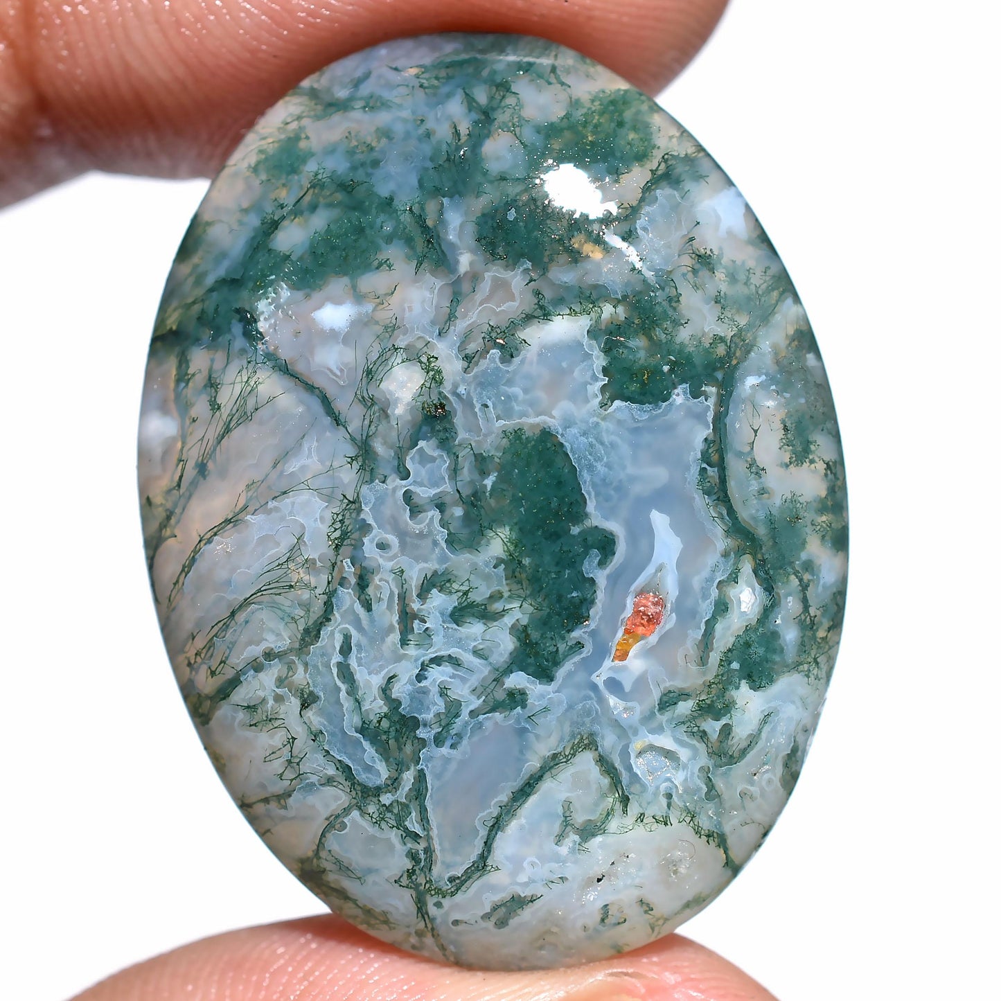 Unique Moss Agate Gemstones – Smooth Oval Cabochons for Jewelry Makers