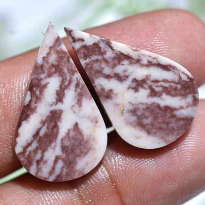 Natural Coconut Jasper Gemstone Pair – Oval, Pear & Round Shaped Loose Stones for Jewelry