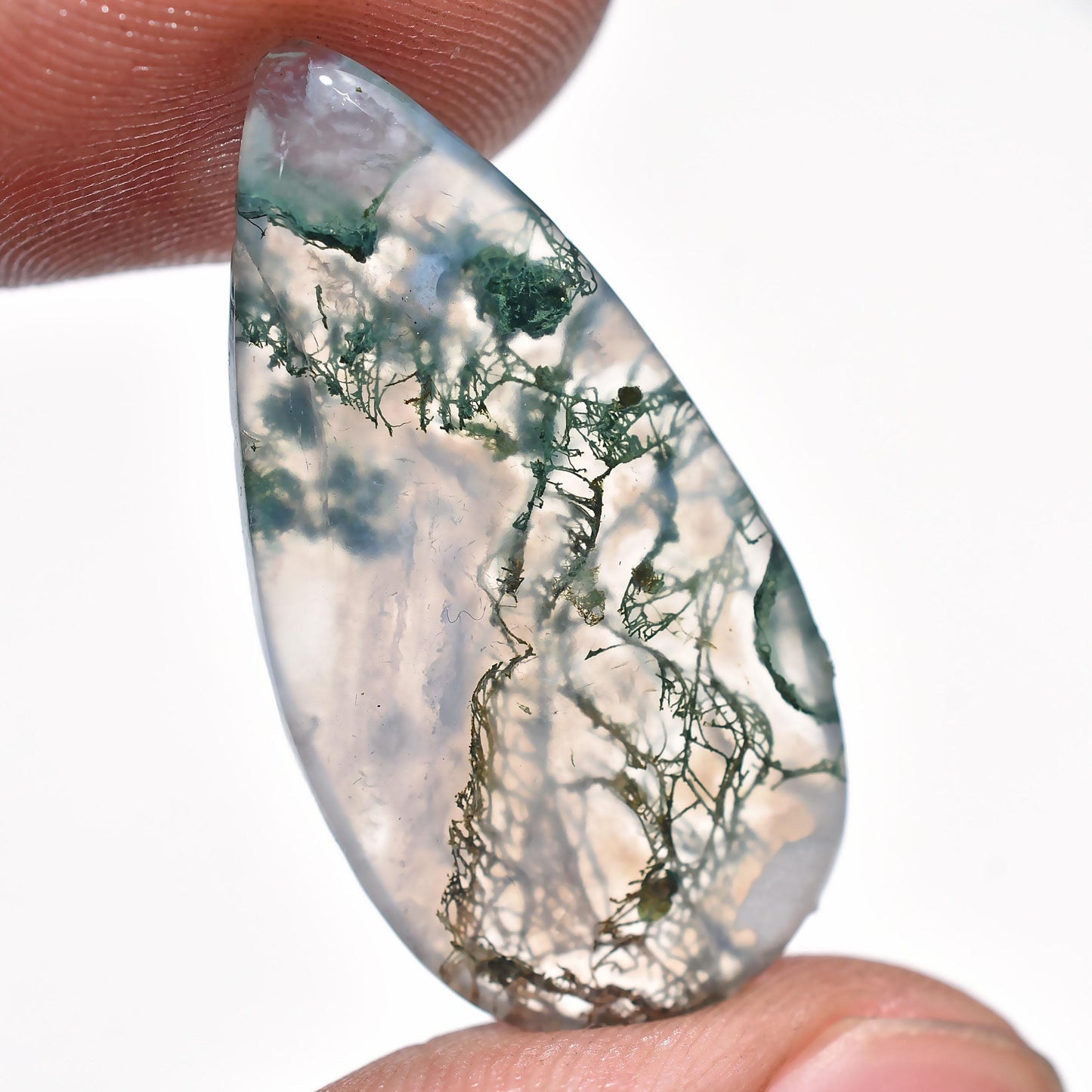 Natural Moss Agate Cabs – Mixed Shape Smooth Polished Flat Back Gemstone