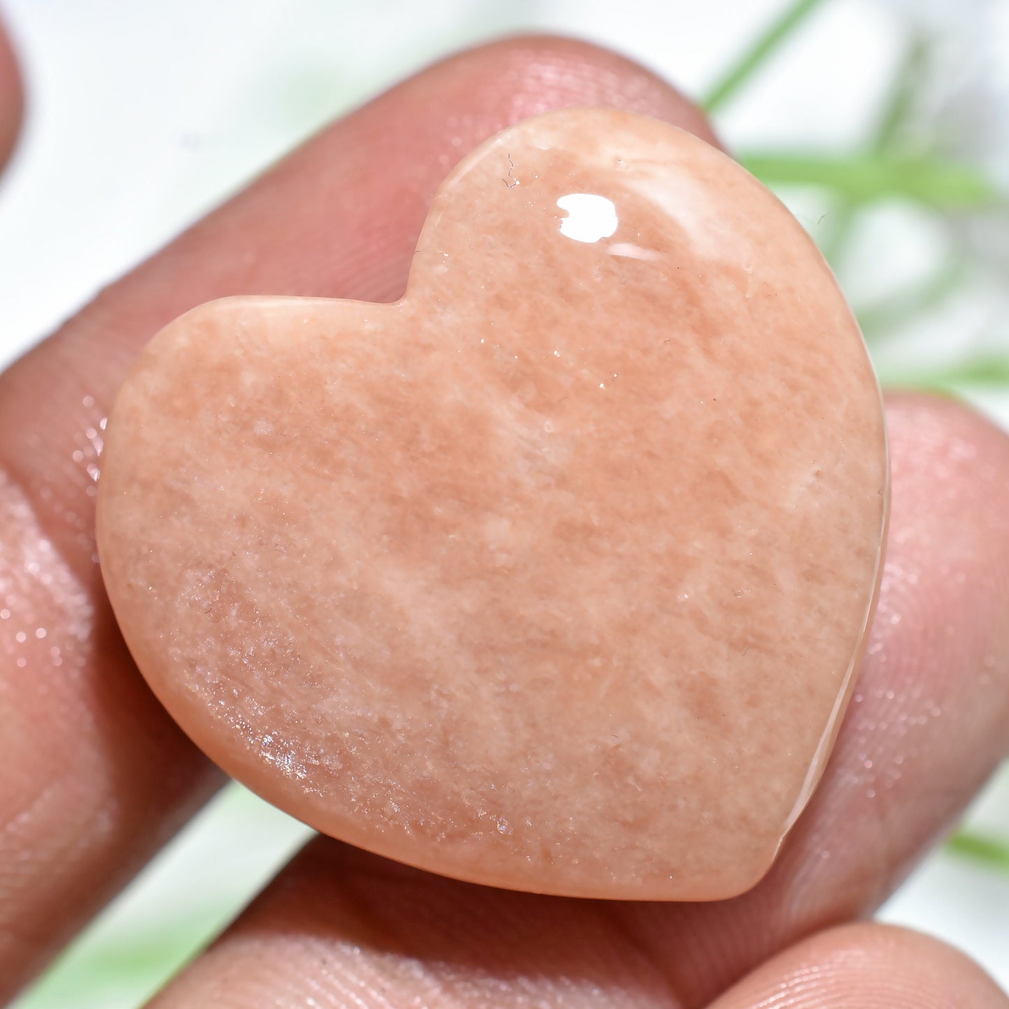 Natural Peach Amazonite Heart Shape Cabochon - Crystal Heart Gemstone For Pendant, Gift for Her