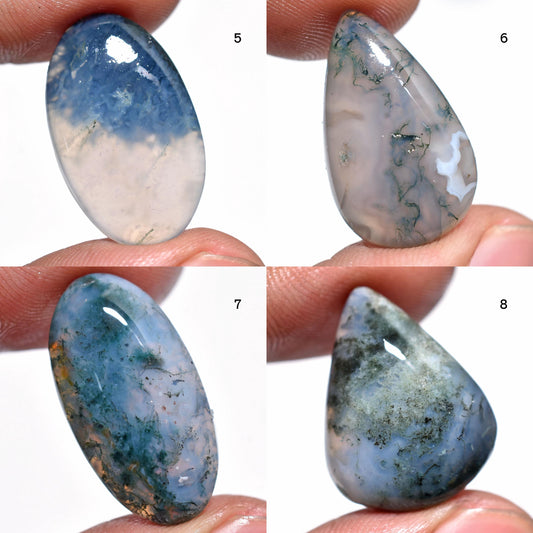 Rare Moss Agate Cabochons – Designer Polished Stones for Jewelry Making