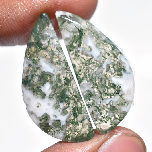 Natural Agate Gemstone Pair - Fancy Moss Agate Pair Earring