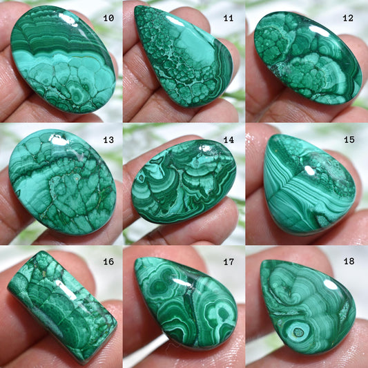 Natural Malachite Cabochon - Loose Green Malachite Smooth Flat Back Crystal