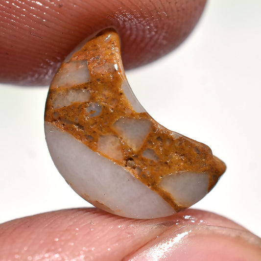 Jasper Crescent Moon – Orange Half Moon Cabochon, Agate Crystal Mini Moon for Jewelry Making