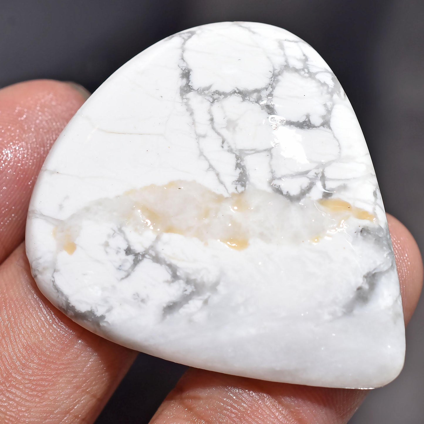 White Howlite Gemstone - Oval & Pear Shaped Smooth Cabochons for Jewelry