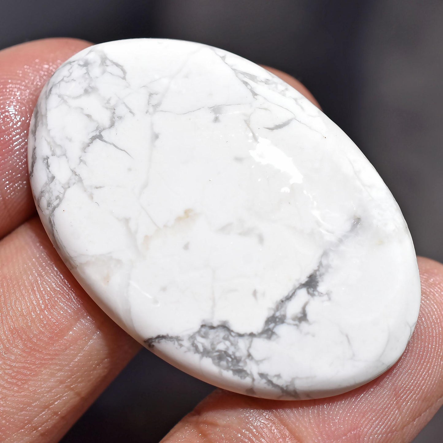 White Howlite Gemstone - Oval & Pear Shaped Smooth Cabochons for Jewelry