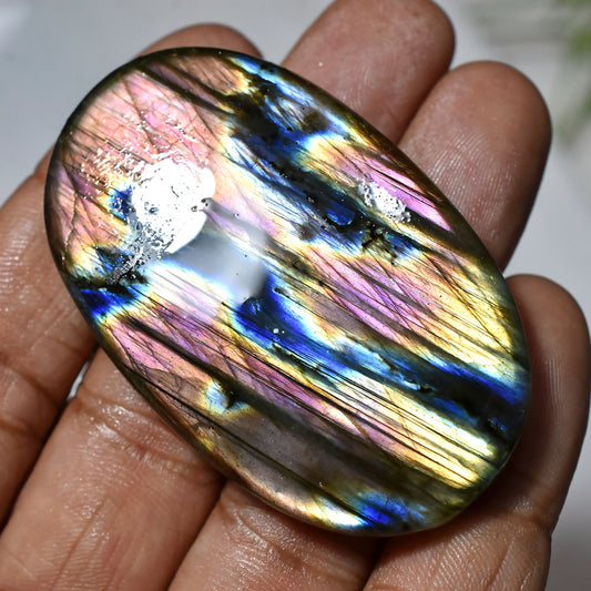 Natural Purple Fire Labradorite Cabochon – Pear & Oval Shape, Rainbow Flash Magical Stone
