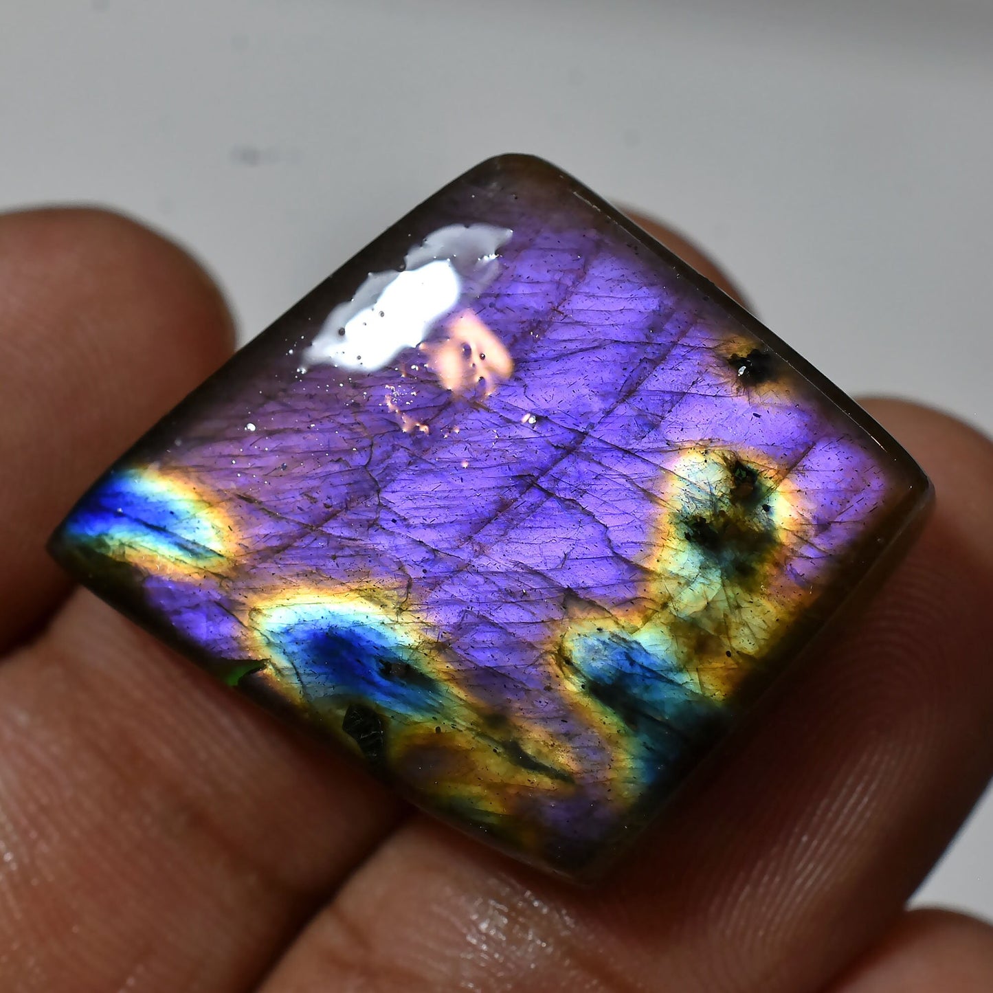 Attractive Rainbow Fire Purple Labradorite Cabs – Mixed Shape Smooth Stones, Natural Flat Back Gems for Wholesale