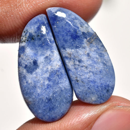 Stunning Sodalite Pair - Fancy Shaped Smooth Gemstones for Earrings