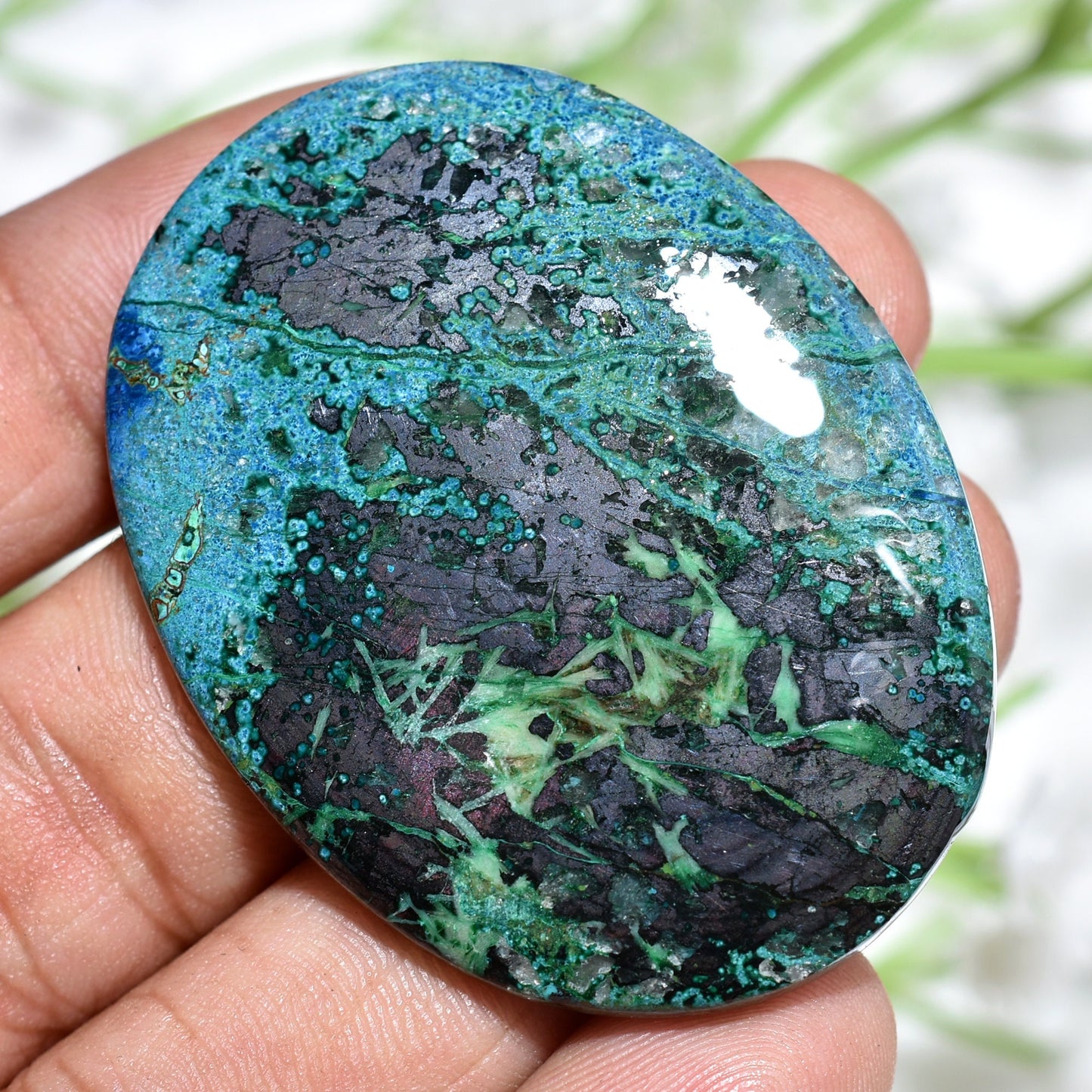 Natural Azurite Shattuckite Cabochon – Mixed Shape Blue Flatback Gemstones