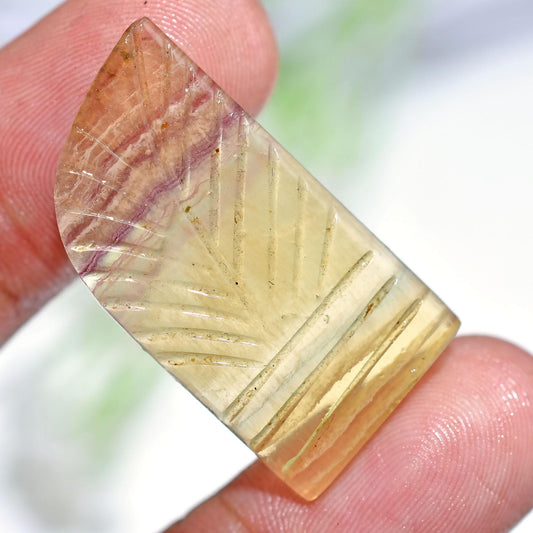 Fluorite Gemstone - Nature Art Hand-Carved Fluorite Gemstone Jewelry, Yellow Fluorite Crystal Stone, Fancy Shape Fluorite Carved Gemstone