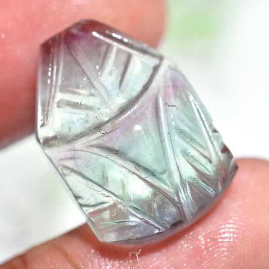 Multi Fluorite Carved Stone – Smooth Flat Back Cabochons  14x21x2mm