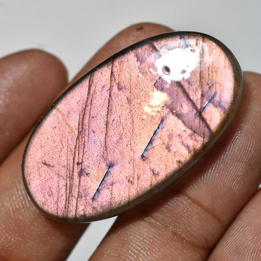 Oval Shaped Labradorite Gemstone, Purple Flashy Smooth Cabochon For Jewelry, Wholesale Loose Polished Flat Back Stone