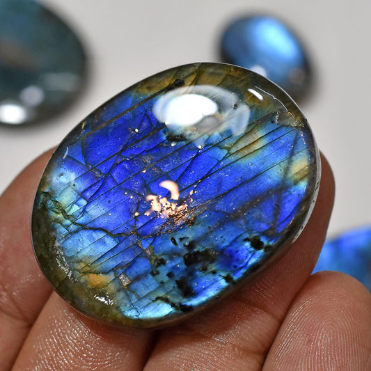 Flashy Blue Labradorite Oval Cabochons – Smooth Stones for Jewelry Making