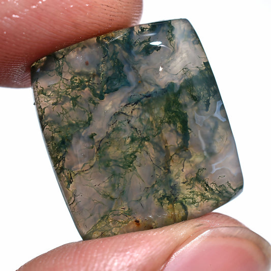 Square Green Moss Agate Cabochon | Natural Smooth Flat Back Gemstone