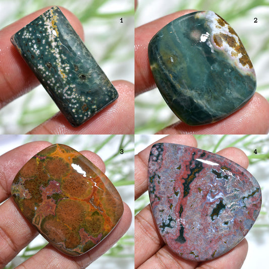Rare Ocean Jasper Gemstone - Mixed Shape Polished Flat Back Cabs