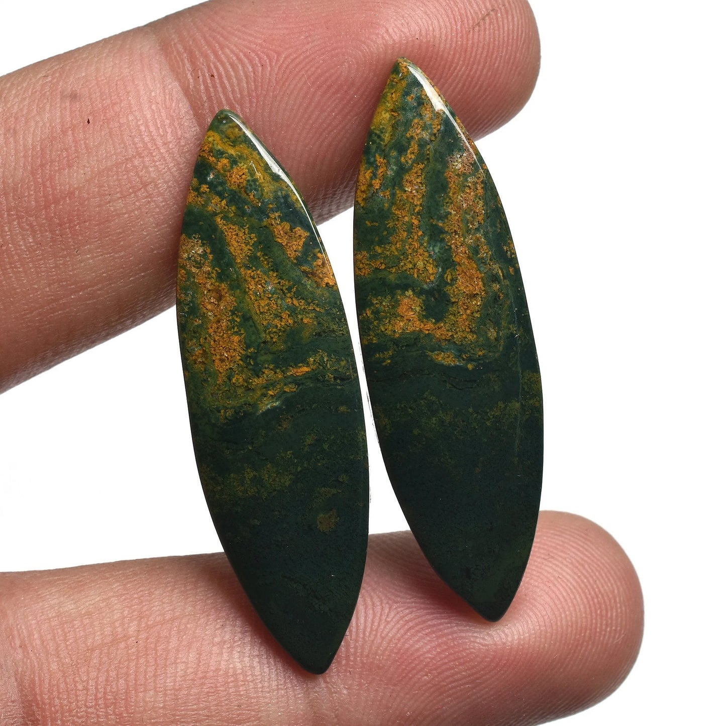 Marquise Bloodstone Pair for Earrings - Pear Bloodstone Pair, Gemstone Matched Pair, Cabochon Matched Pair, Loose Stone For Earring Making