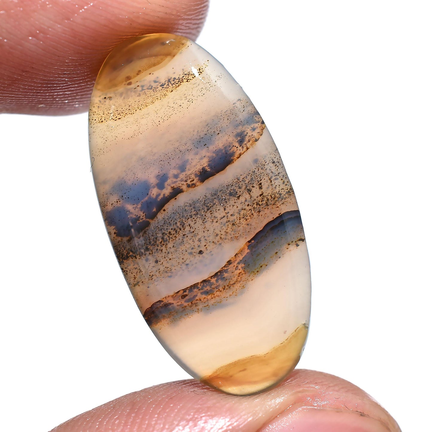 Hand-Polished Montana Agate Coffin – Oval & Rectangle Gemstones